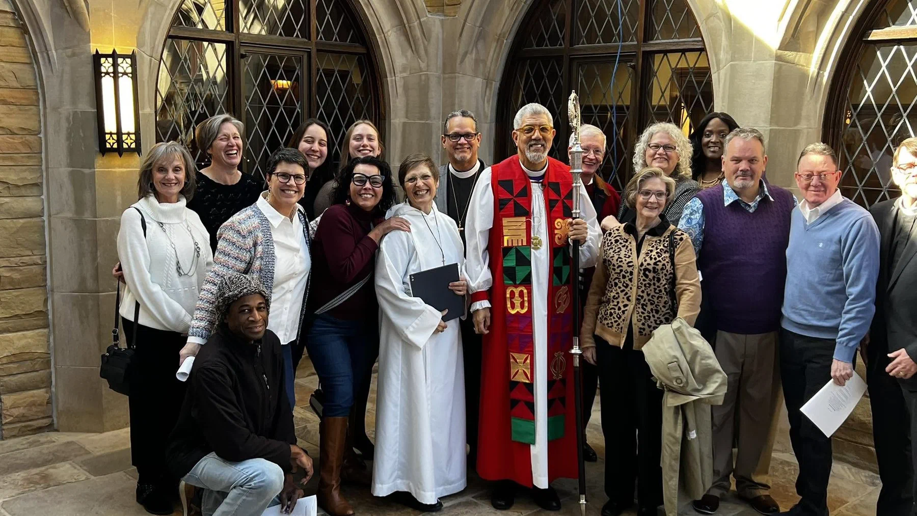 Confirmands standing with clergy after the diocesan confirmation service.